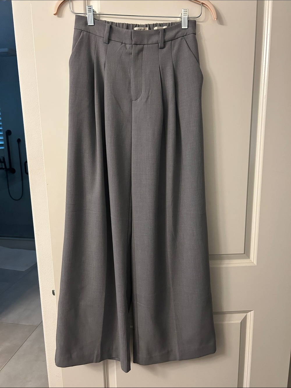 Maeve Wide-Leg Pleated Pants in Gray